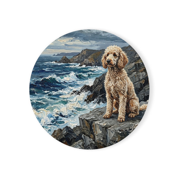 Acrylic Gallery Print Poodle - Coastal Cliffside | Cork Back Coaster — primary view