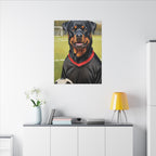 Rottweiler Oil Painting Soccer Portrait Canvas Wall Art Decor | Rottie Dog Lover Gift | Premium Pet Portrait Print