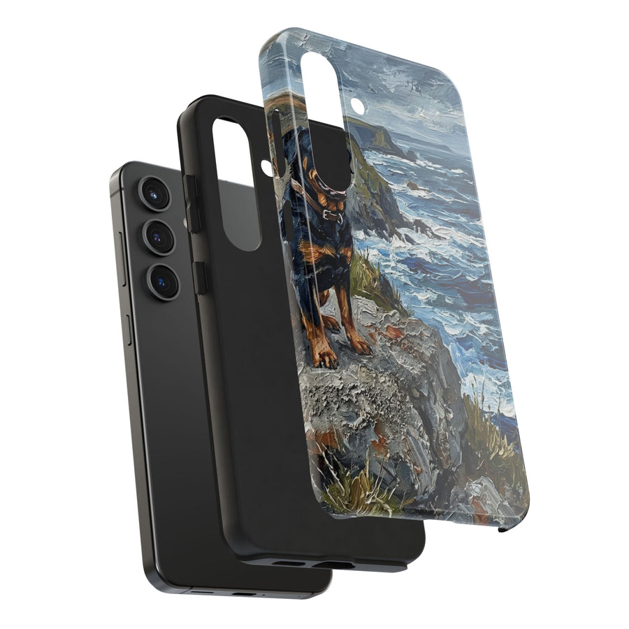 Rottweiler Acrylic Gallery Print Coastal Cliffside Phone Case | Premium Dog Prints | Tritan — detail view