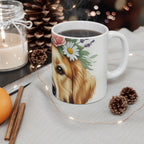 Golden Retriever Watercolor Floral Crown Ceramic Mug 11oz | Dog Lover Gift