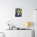 Siberian Husky Oil Painting Soccer Portrait Canvas Art | Dog Wall Decor | Pet Lover Gift for Sports Fans