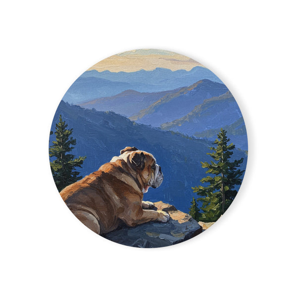 Acrylic English Bulldog - Mountain Overlook | Cork Back Coaster