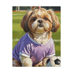 Shih Tzu Oil Painting Soccer Portrait Canvas Wall Art | Dog Lover Gift | Pet Decor | Sports Fan Art