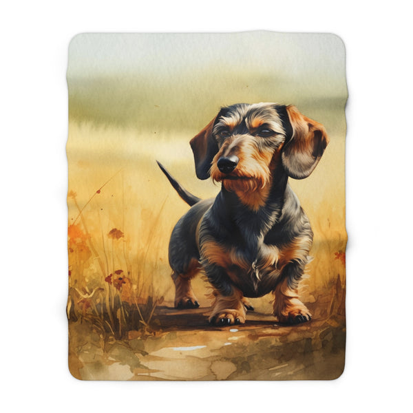Dachshund Watercolor Meadow Golden Throw Blanket | Premium Dog Prints | Tritan
