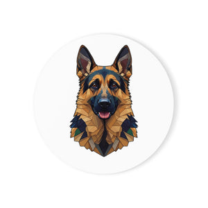 German Shepherd Low Poly Cool Jewel Cork Back Coaster | Dog Lover Gift