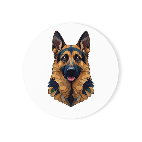 German Shepherd Low Poly Cool Jewel Cork Back Coaster | Dog Lover Gift