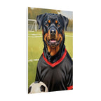 Rottweiler Oil Painting Soccer Portrait Canvas Wall Art Decor | Rottie Dog Lover Gift | Premium Pet Portrait Print
