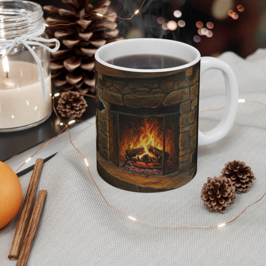 Acrylic German Shepherd - Winter Hearth | Ceramic Mug 11oz