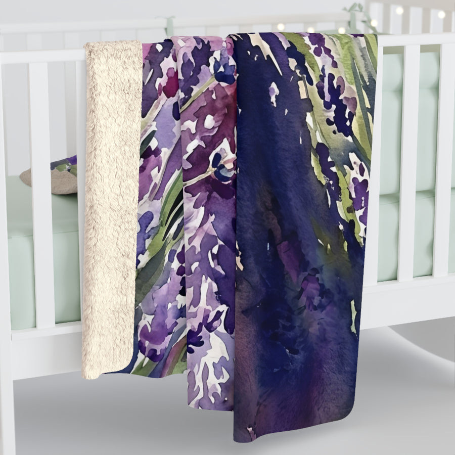 Poodle Watercolor Lavender Fields Throw Blanket | Premium Dog Art | Tritan