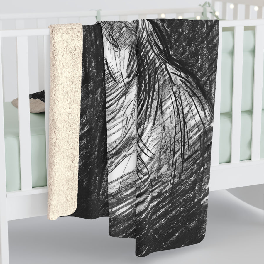 Yorkshire Terrier Charcoal Portrait Sherpa Fleece Blanket | Dog Lover Gift