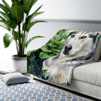 Siberian Husky Watercolor Rain Garden Throw Blanket | Premium Dog Art | Tritan