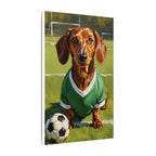 Dachshund Oil Painting Soccer Portrait Stretched Canvas Wall Art | Funny Dog Decor Gift | Pet Lover Home Art