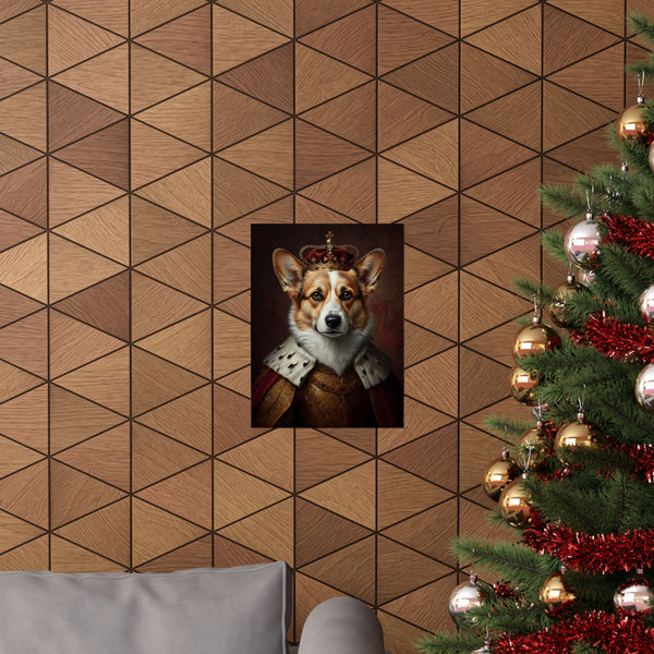 Pembroke Welsh Corgi Kings & Queens Royal Portrait Matte Poster, Regal Dog Art Print, Pembroke Welsh Corgi Lover Gift, Wall Art — Lifestyle View