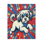 Havanese Comic Pop Art Canvas Print - Energetic Dog Wall Art - Retro Halftone Style - Dynamic Pet Portrait
