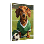 Dachshund Oil Painting Soccer Portrait Stretched Canvas Wall Art | Funny Dog Decor Gift | Pet Lover Home Art