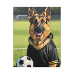 German Shepherd Oil Painting Soccer Portrait Canvas Wall Art Decor, Dog Lover Gift, Pet Owner Present, GSD Art Print