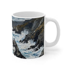 Acrylic Painting Siberian Husky - Coastal Cliffside | Ceramic Mug 11oz