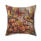 Dachshund Acrylic Painting Pillow, Autumn Woods Dog Art Decor, Wiener Dog Gift for Home — view 6