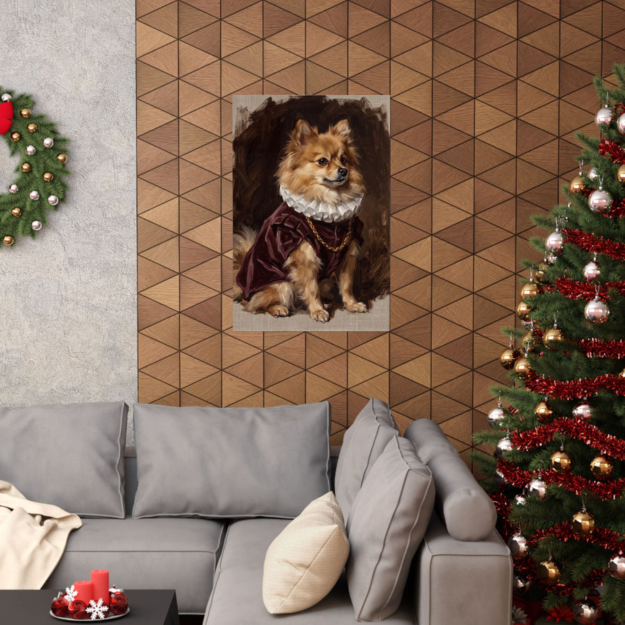 Pomeranian Renaissance Royal Portrait Matte Poster, Regal Dog Art Print, Pomeranian Lover Gift, Wall Art