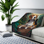 Beagle Low Poly Forest Sherpa Fleece Blanket | Dog Lover Gift