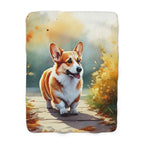Corgi Watercolor Autumn Path Throw Blanket | Premium Dog Prints | Tritan — primary view
