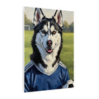 Siberian Husky Oil Painting Soccer Portrait Canvas Art | Dog Wall Decor | Pet Lover Gift for Sports Fans