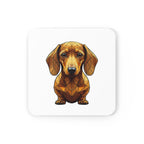 Dachshund Low Poly Monochrome Gold Cork Back Coaster | Dog Lover Gift