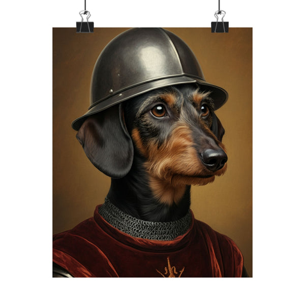 Dachshund Medieval Knight Portrait Matte Poster, Regal Dog Art Print, Dachshund Lover Gift, Wall Art