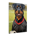 Rottweiler Oil Painting Soccer Portrait Canvas Wall Art Decor | Rottie Dog Lover Gift | Premium Pet Portrait Print