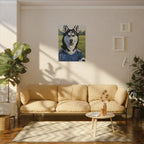 Siberian Husky Oil Painting Soccer Portrait Canvas Art | Dog Wall Decor | Pet Lover Gift for Sports Fans
