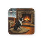 Acrylic Boston Terrier - Winter Hearth | Cork Back Coaster