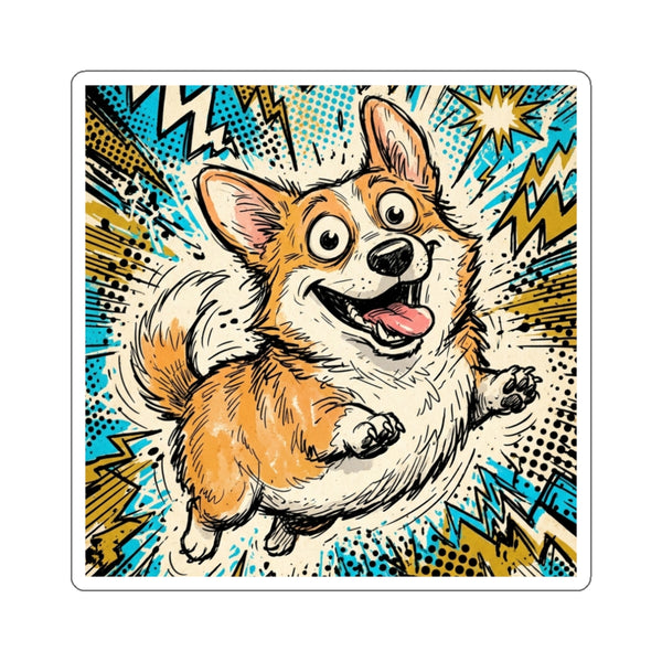 The Electric Corgi Die-Cut Sticker | Comic Dog Art Gift