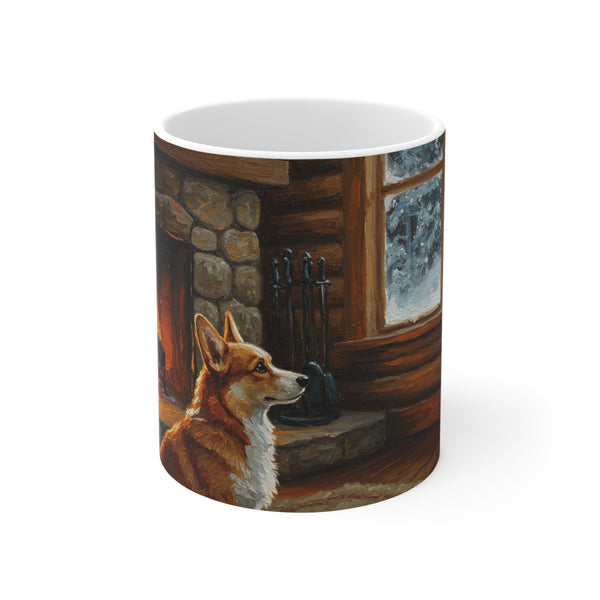 Acrylic Corgi - Winter Hearth | Ceramic Mug 11oz