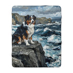 Acrylic Gallery Print Australian Shepherd - Coastal Cliffside | Sherpa Fleece Blanket — view 3 of 9