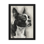 Boston Terrier Charcoal Portrait Canvas Wall Art | Dog Memorial Gift | Pet Lover Home Decor | Black & White Dog Print
