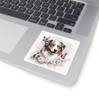 Australian Shepherd Watercolor Butterfly Bloom Kiss-Cut Stickers | Premium Dog Prints | Tritan — view 5 of 12