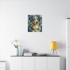 Australian Shepherd Post-Impressionist Oil Painting Canvas Art, Aussie Dog Wall Decor, Pet Lover Gift, Dog Mom Dad Present