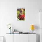 Labrador Retriever Oil Painting Soccer Portrait Canvas, Lab Dog Wall Art Decor, Sports Fan Gift for Home, Pet Art