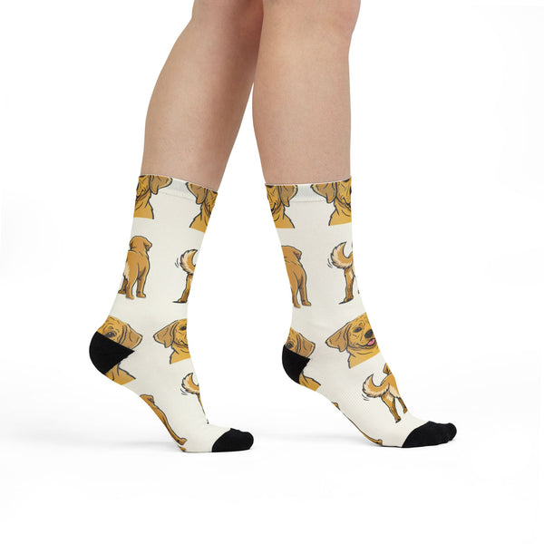 Labrador Retriever Socks | Fun All Over Print Dog Socks | Lab Mom Gift | Cute Crew Socks for Dog Lovers | Stocking Stuffer