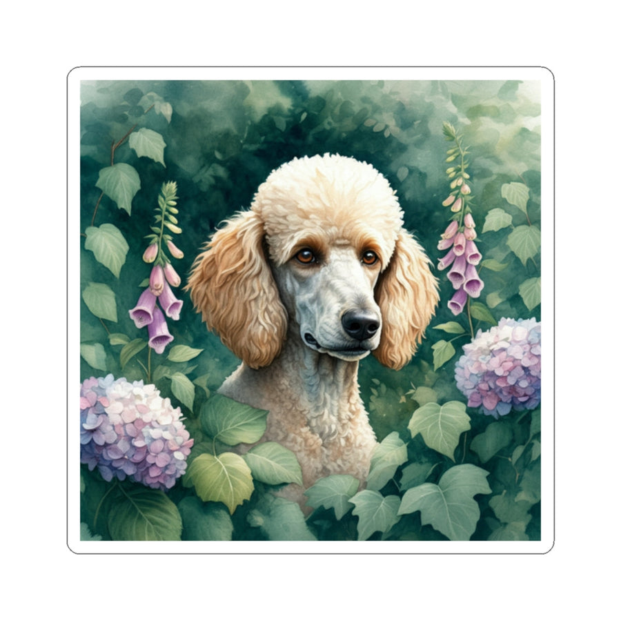 Poodle Watercolor Garden Peek Gift Set — Mug + Coaster + Sticker | Tritan
