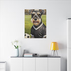Miniature Schnauzer Soccer Portrait Oil Painting Canvas Wall Art, Schnauzer Dog Lover Gift, Pet Decor, Sports Fan Home Decor