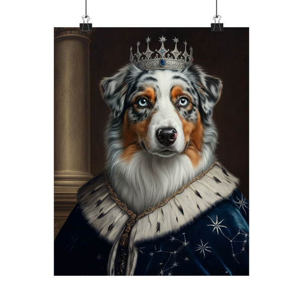 Australian Shepherd Kings & Queens Royal Portrait Matte Poster, Regal Dog Art Print, Australian Shepherd Lover Gift, Wall Art