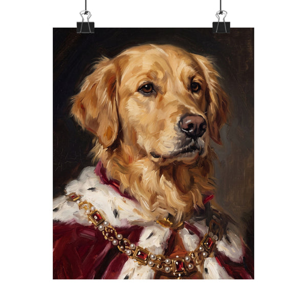 Golden Retriever Kings & Queens Royal Portrait Matte Poster, Regal Dog Art Print, Golden Retriever Lover Gift, Wall Art