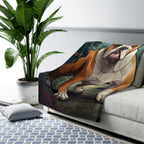 English Bulldog Low Poly Forest Sherpa Fleece Blanket | Dog Lover Gift