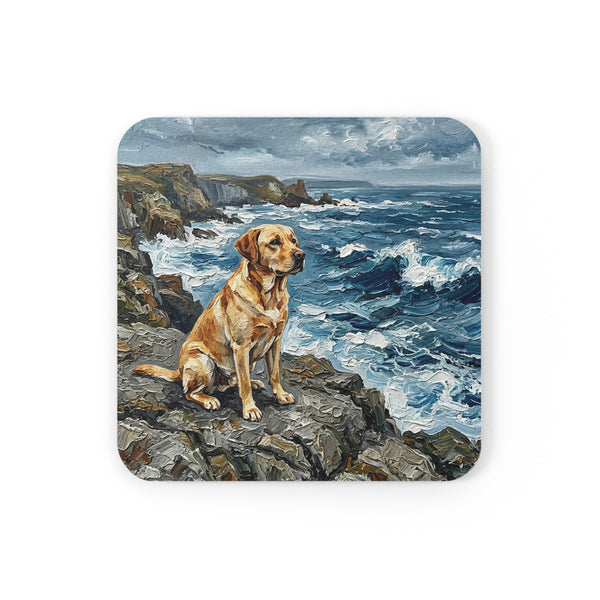 Acrylic Gallery Print Labrador Retriever - Coastal Cliffside | Cork Back Coaster