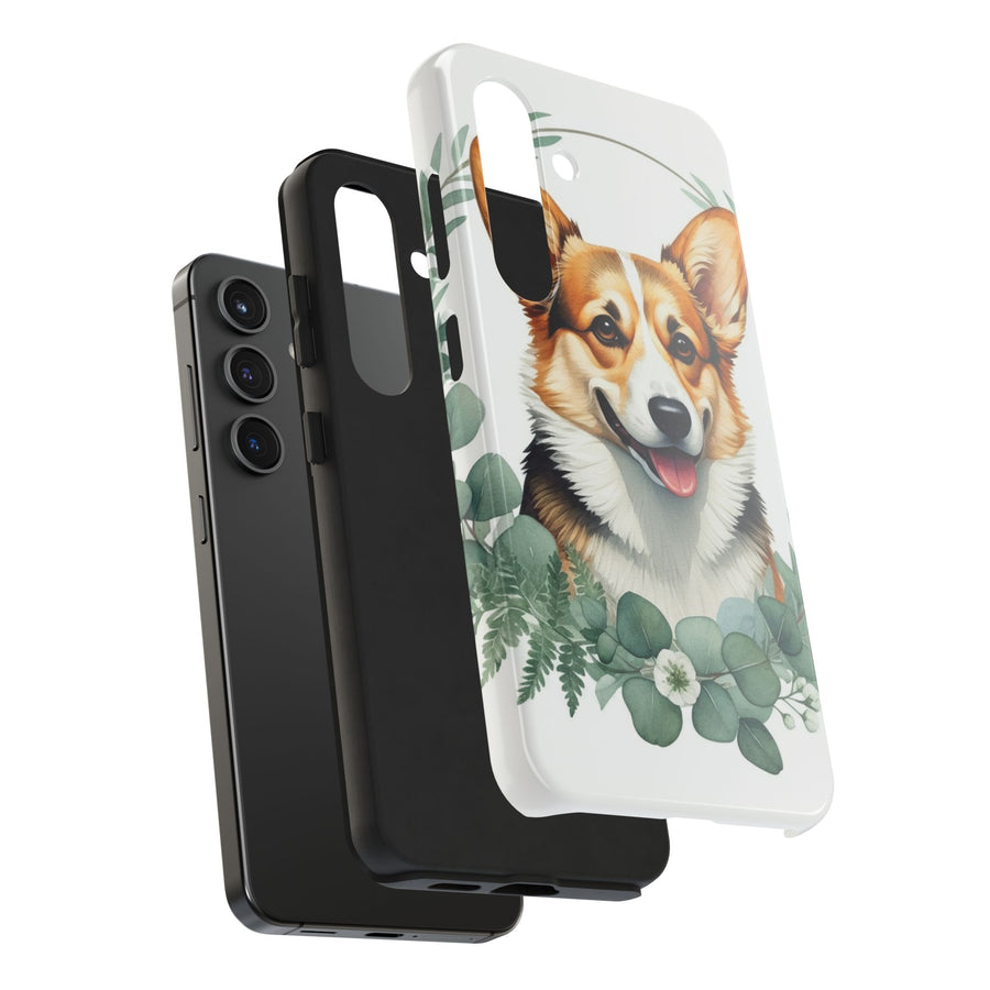 Corgi Watercolor Botanical Wreath Phone Case | Premium Dog Prints | Tritan — detail view