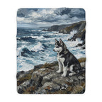 Siberian Husky Acrylic Gallery Print Coastal Cliffside Throw Blanket | Premium Dog Prints | Tritan — secondary view