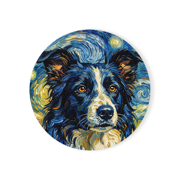 Border Collie Post-Impressionist Oil Painting Coaster - Dog Art Gift, Pet Decor