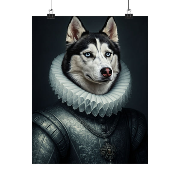 Siberian Husky Renaissance Royal Portrait Matte Poster, Regal Dog Art Print, Siberian Husky Lover Gift, Wall Art