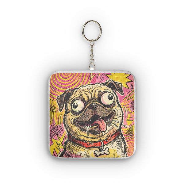 The Dramatic Pug Plush Keychain | Comic Dog Art Gift